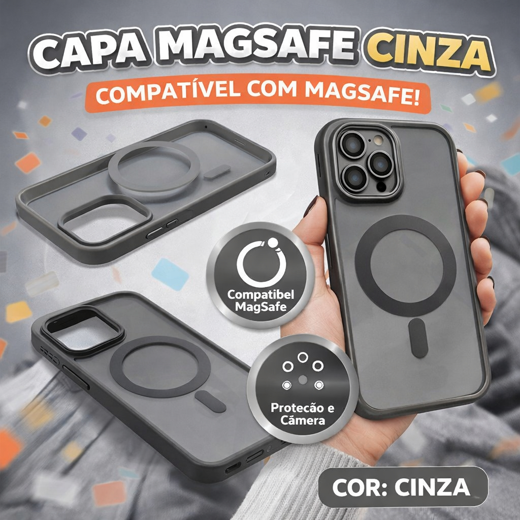 📱 Capa MagSafe Compatível iPhone 11 12 13 14 15 Pro Max Plus ✨ Magnética Translúcida Anti-Impacto 🇧🇷