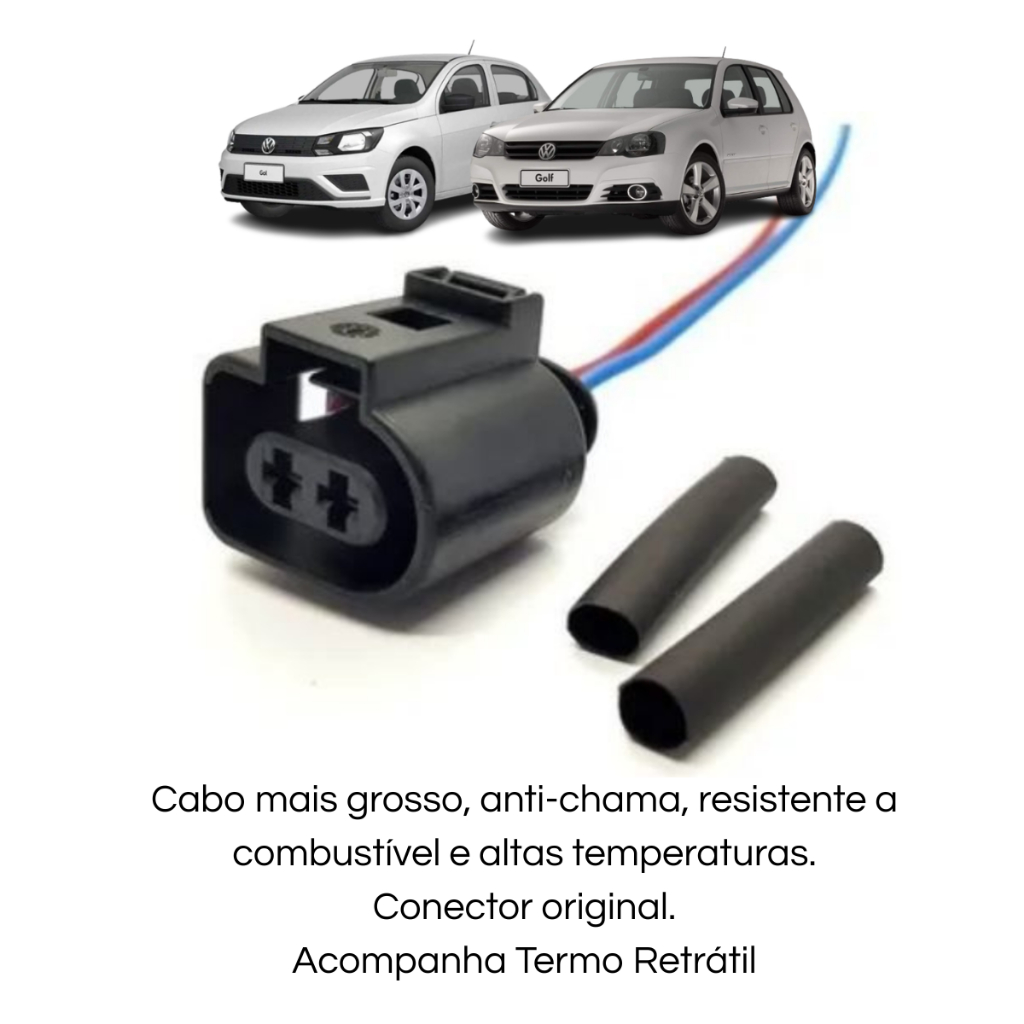 Plug Conector Chicote Farol Milha/Pisca Dianteiro VW Jetta New Beetle Nivus Passat 2 vias 1J0973722