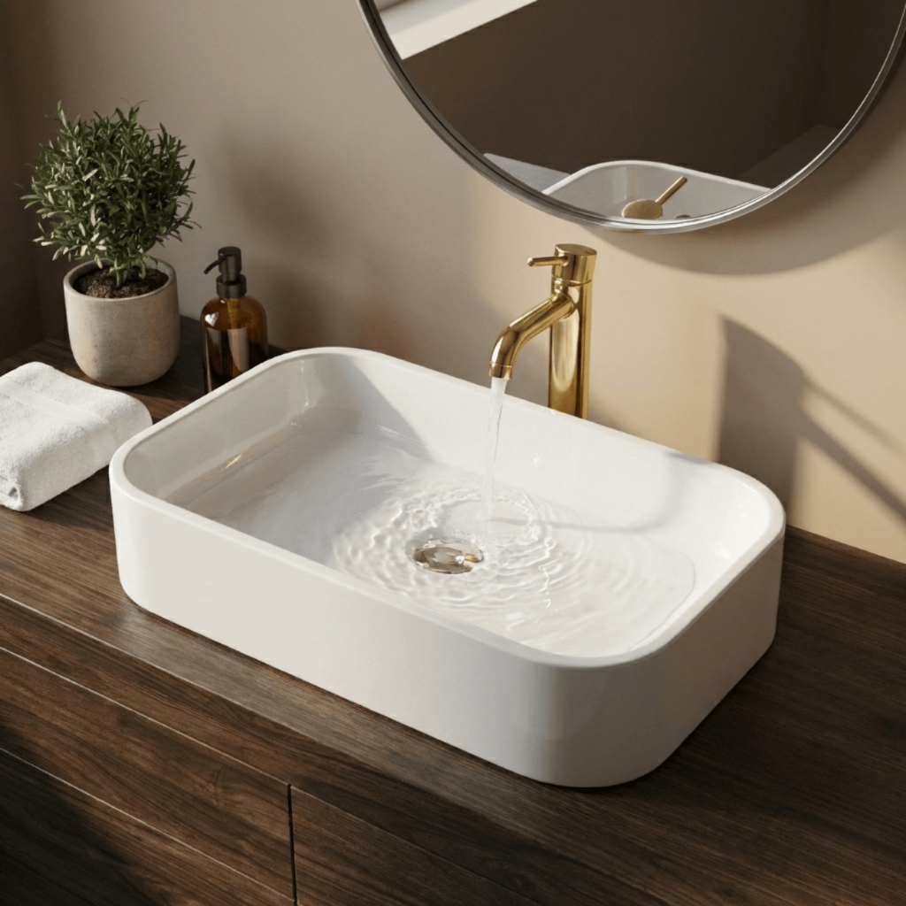 PROMOÇÃO Cuba de Apaio Sobrepor Pia Lavabo Para Banheiro Louça Marmore Sintetico 37x27cm Branco em Oferta na Shopee