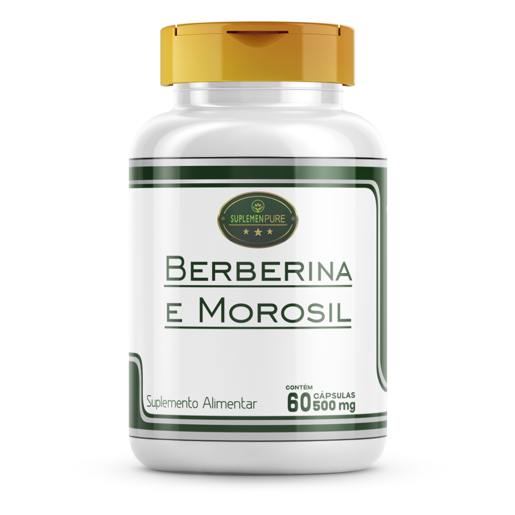Berberina e Morosil Original (100% Pura) 500mg - Kit 1 ou 2 Frascos 60 Cápsulas Cada