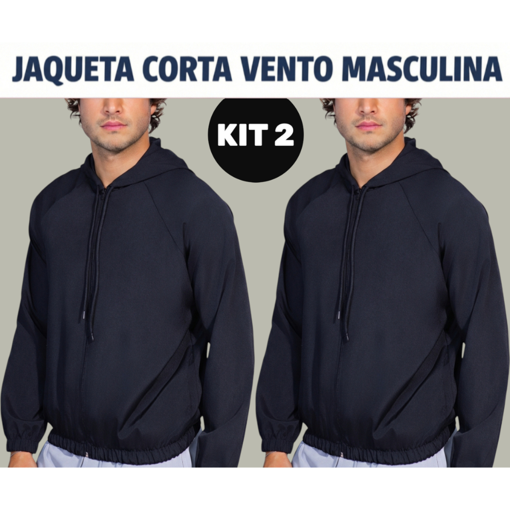 Kit 2 Jaquetas Masculina Corta Vento Casual Esportiva Leve