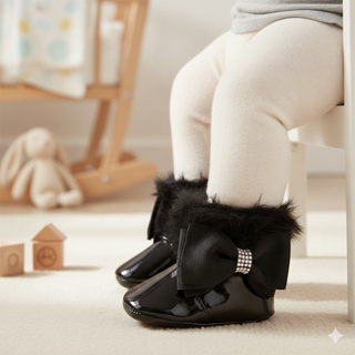 Bota Bebe Mania Preta Laço Inverno Fofa 102-04 em Oferta na Shopee