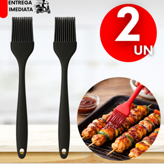 Conjunto Pincel de Silicone Preto 2/1 Peças Ideal Para Churrasco Culinária Confeitaria em Oferta na Shopee