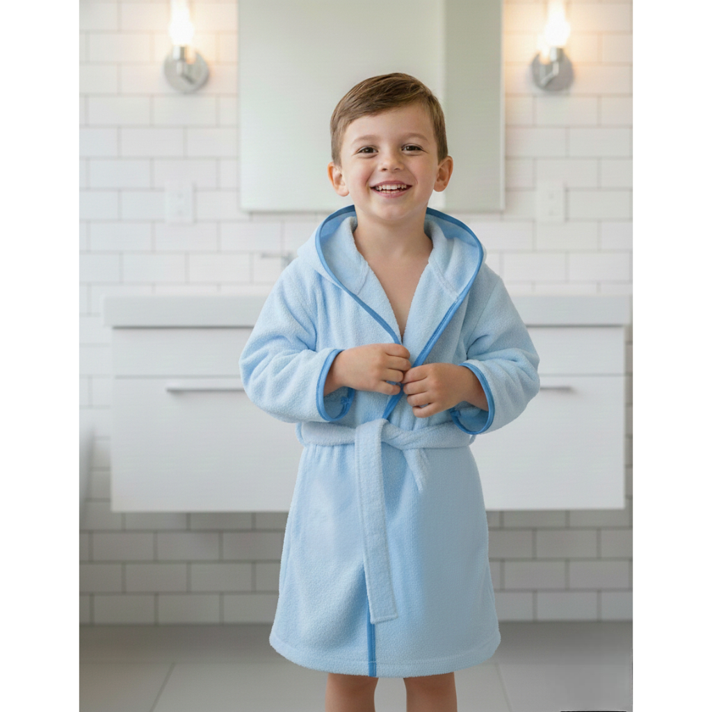 Roupão Infantil Saída de Banho Praia Piscina  Menina e Menino Poliéster Atoalhado c Capuz