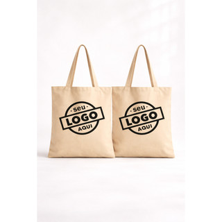 kit 2 Ecobags Personalizadas Escolha Sua Estampa Logo ou Arte Própria Algodão Reutilizável 38x40