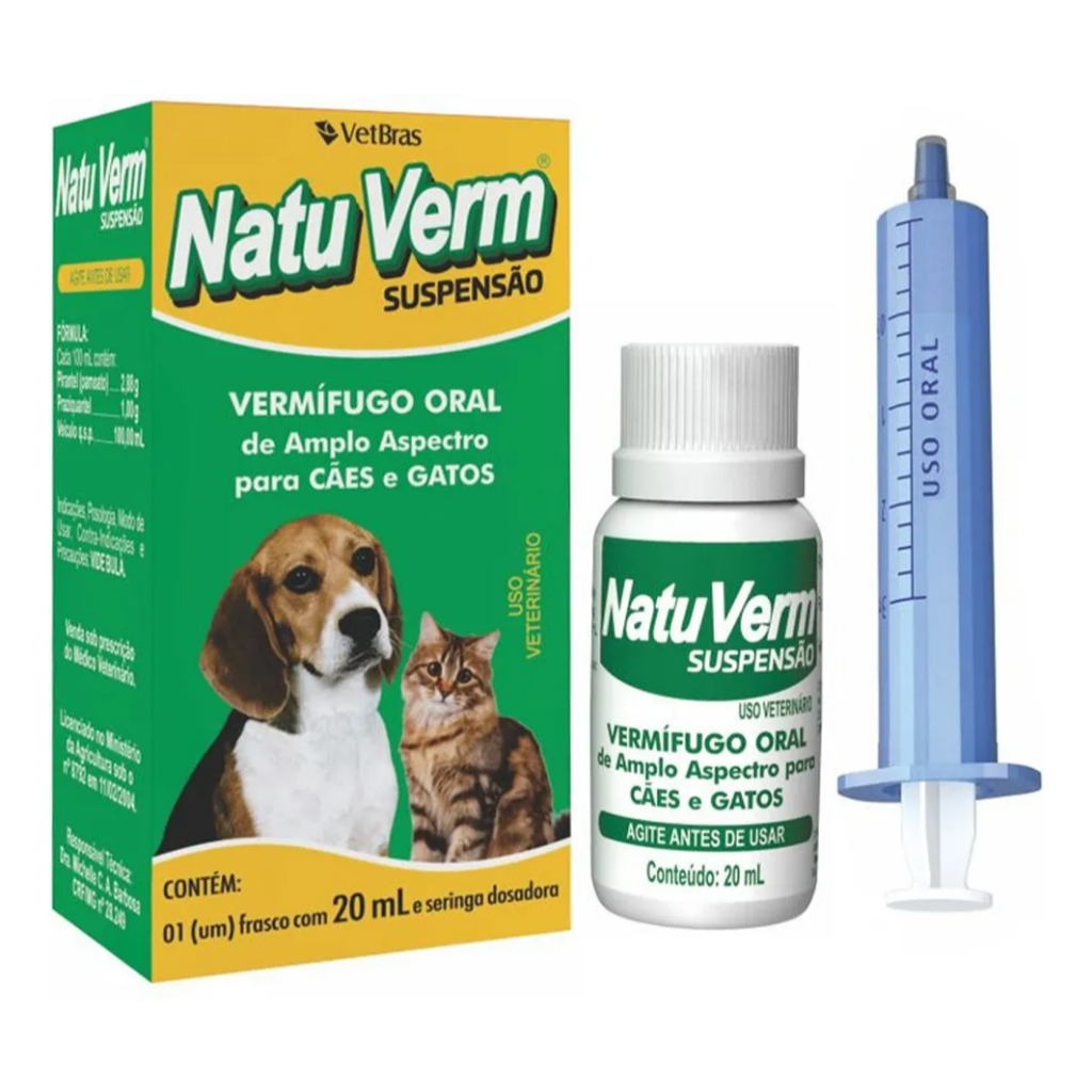 Vermífugo NatuVerm Suspensão 20ml para Cães e Gatos Kit ate 4 Unidades em Oferta na Shopee