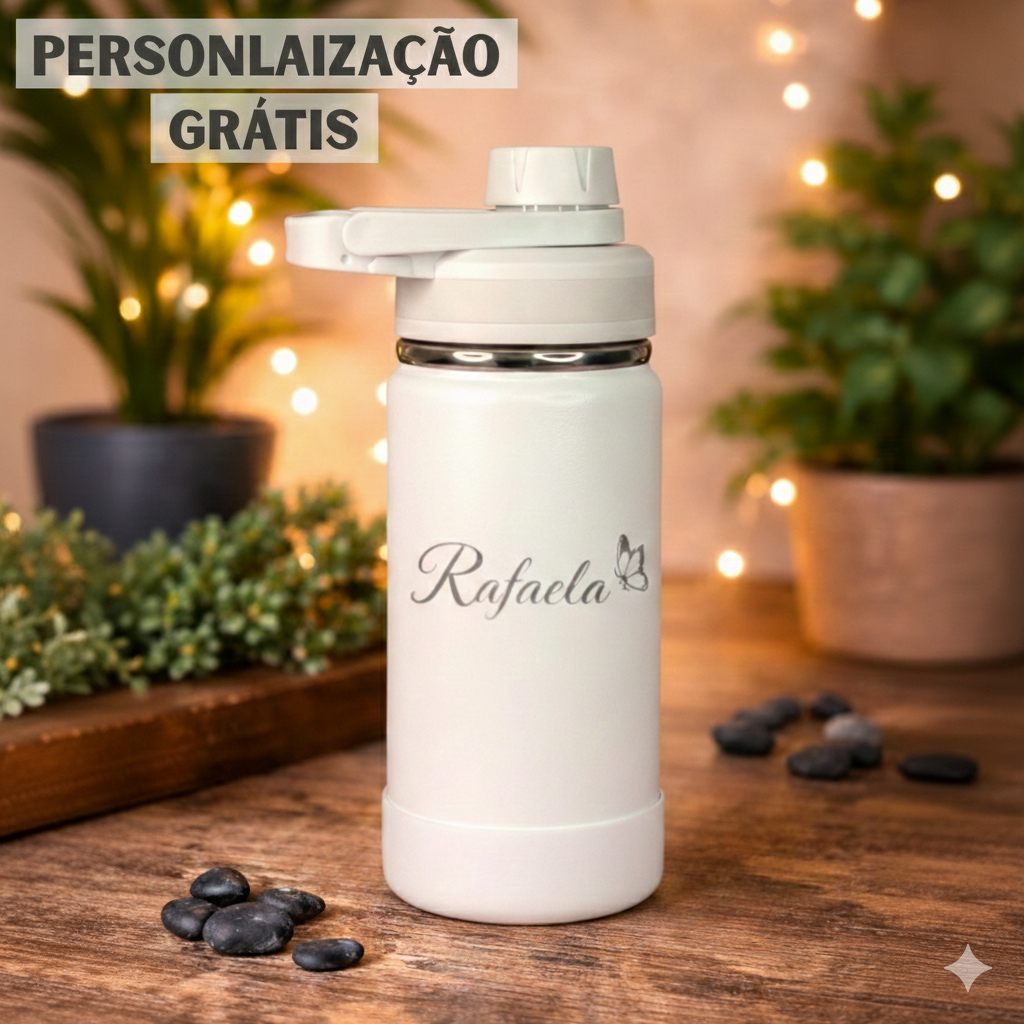 Garrafa Térmica base de borracha 350ml | Fosca e Brilhosa | Personalizada à laser GRÁTIS em Oferta na Shopee