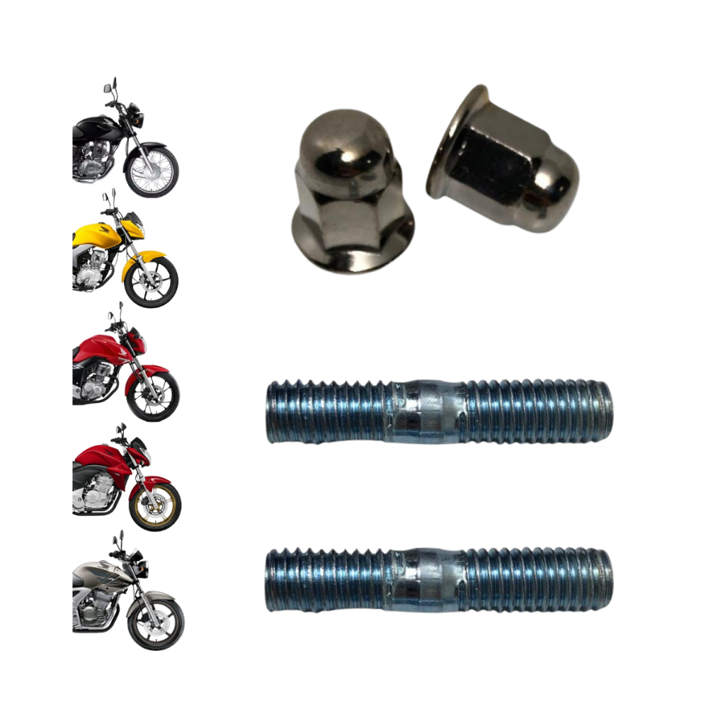 2 Prisioneiro Escape + 2 Porca Cega 8mm CG Fan Titan Start150 160 2004 Até 2024 Cbx250 Twister CB300 em Oferta na Shopee