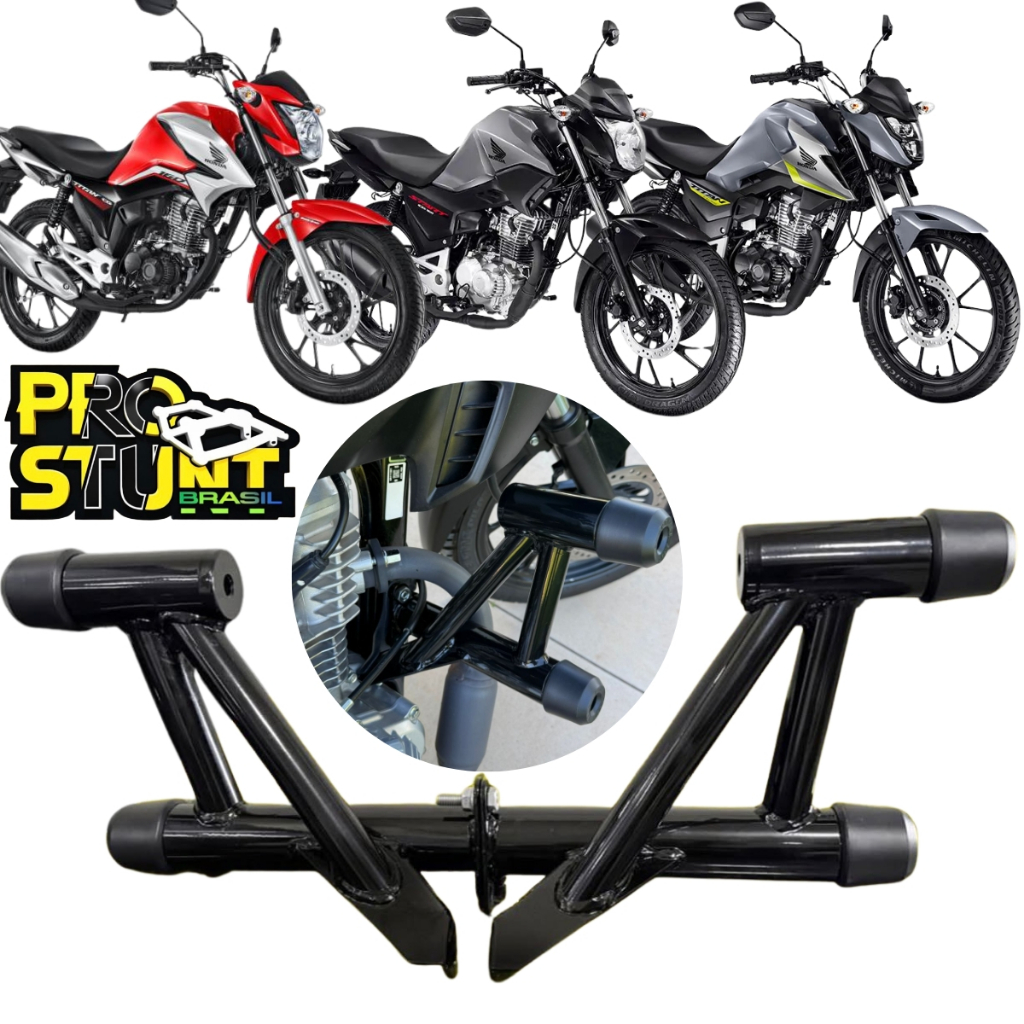 Protetor CG 160 TITAN FAN START CARGO Slider pro-stunt proteção motor e carenagem p/ Honda cg160 mata cachorro proteção
