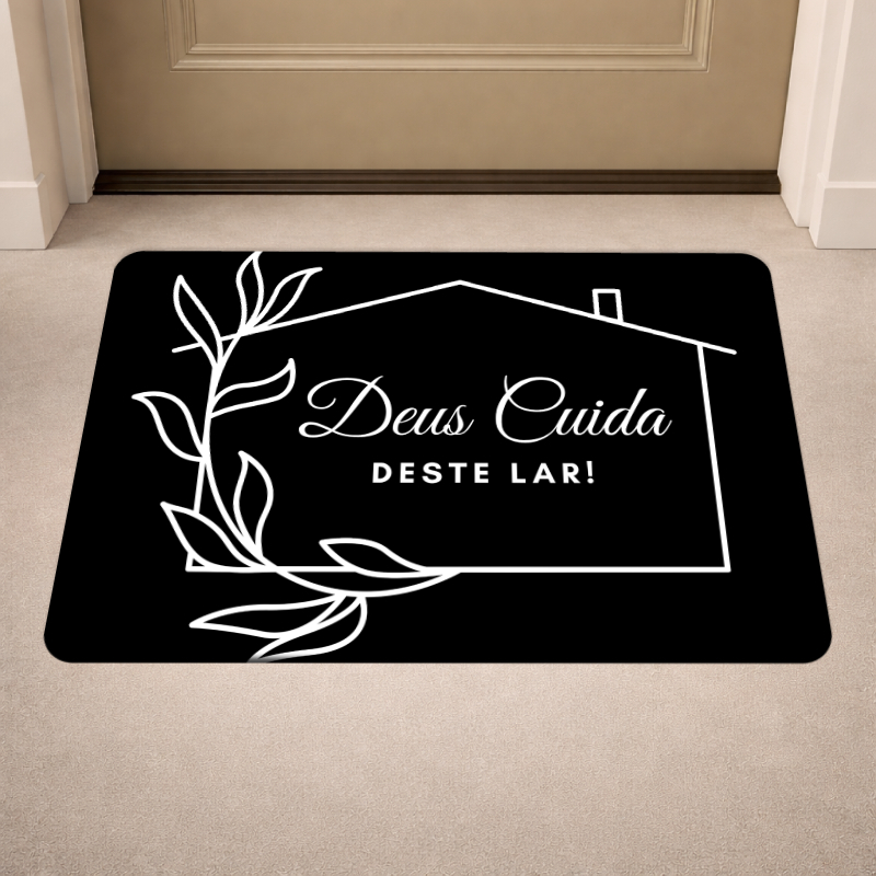 Imagem Tapete de Porta Antiderrapante Biblico, Oração, Cristão, Evangélico 40x60cm com costura reforçada.