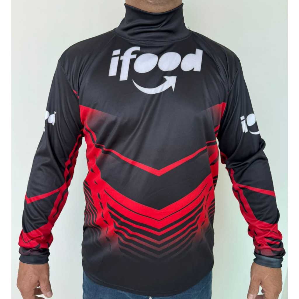 Camisa Blusa Aplicativo App Ifood SUBLIMADA Manga Longa Gola Alta
