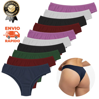 Kit 10 ou 5 Calcinhas Básica Algodão Tanga Feminina Dia a Dia Lisa Biquini em Oferta na Shopee