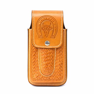 Bainha Porta Celular e Canivete Capinha Dura Canguru Conjugada Couro Legítimo Cor Pinhão. em Oferta na Shopee