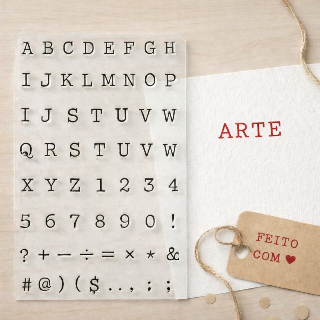 Carimbo Alfabeto Letras Maiúsculas Scrapbook Bullet Journal