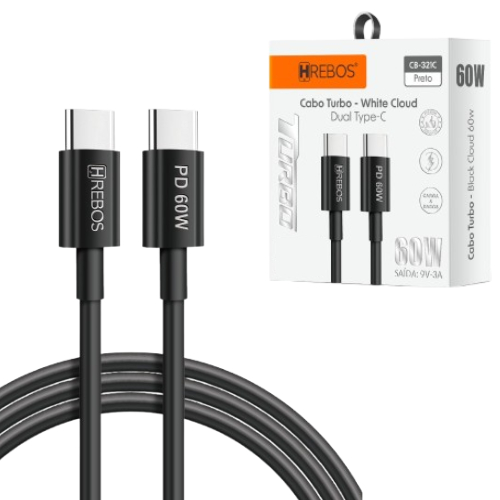 Cabo Carregador 60W Turbo Para Motorola G56 / G55 / G54 / G53 - USB Tipo C