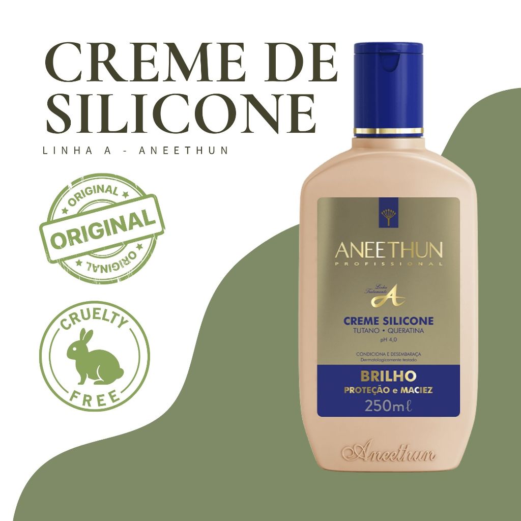 Creme Silicone Brilho Aneethun Linha A Fios Alinhados Brilho Proteção 250ml