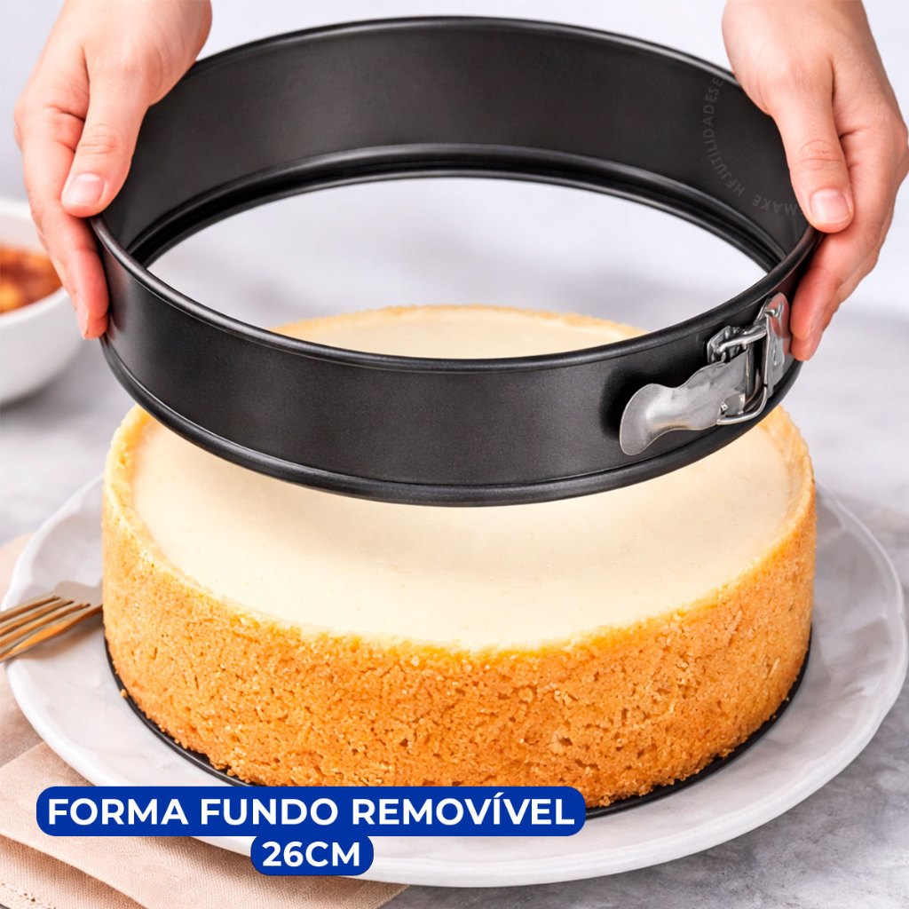 Kit 1 ou 2 Formas Assadeira 26cm Com Fundo Removível Antiaderente Bolos Tortas Condução De Calor em Oferta na Shopee