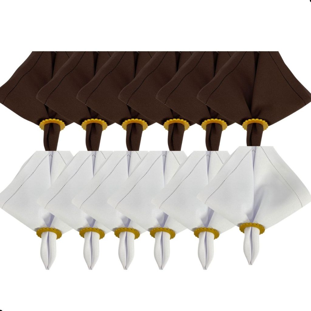 Kit Guardanapos Mesa Posta  Casamento Buffet Eventos 12 Unidades Duas Cores Tecido 40x40 Oxford