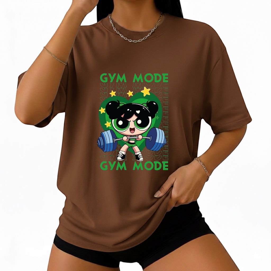 Camiseta Feminina Fitness 100% Algodão GYM MODE MENINAS SUPER PODEROSAS Treino em Oferta na Shopee