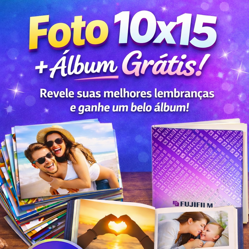 KIT de Fotos 10x15 + Álbum | Impressão Fotográfica papel 180g Envio rápido