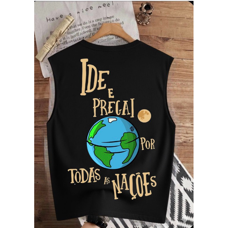 camiseta regata estampada e prega estampa religiosa tecido Premium algodão para dia a dia no verão