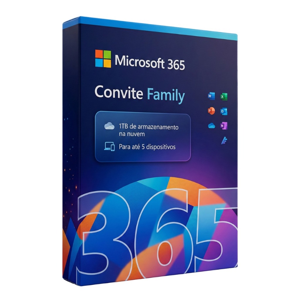 Microsoft Office 365  Mídia Física Licença 12 Meses S/ Copilot + 1TB OneDrive 1 Usuário Assinatura Anual Físico