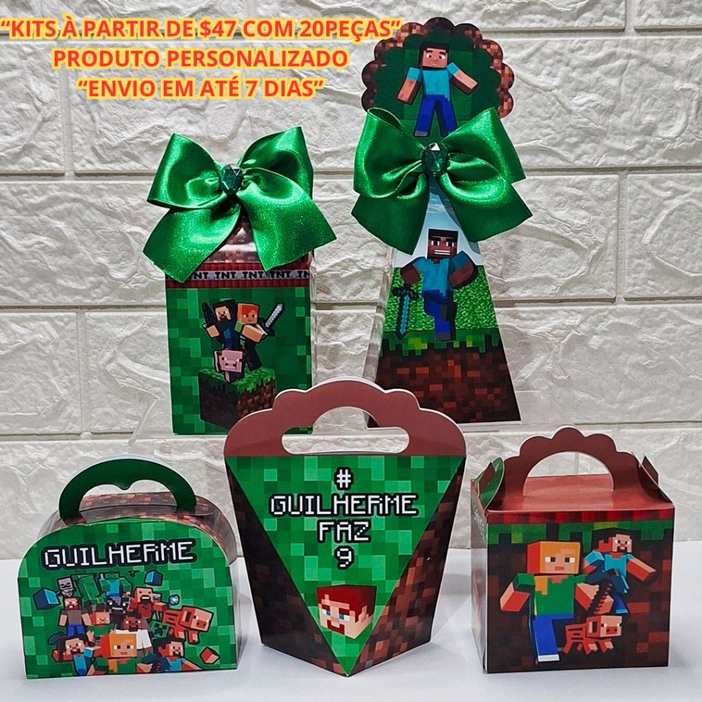 Kit festa personalizado Mine.craft (pegue e monte) / lembrancinhas personalizadas / aniversário.