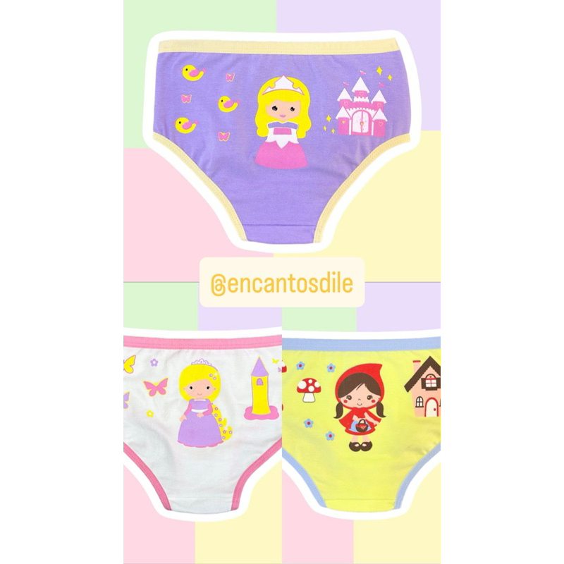 kit com 3 calcinha infantil de algodão, qualidade Premium, confortáveis para desfralde estampas variadas.