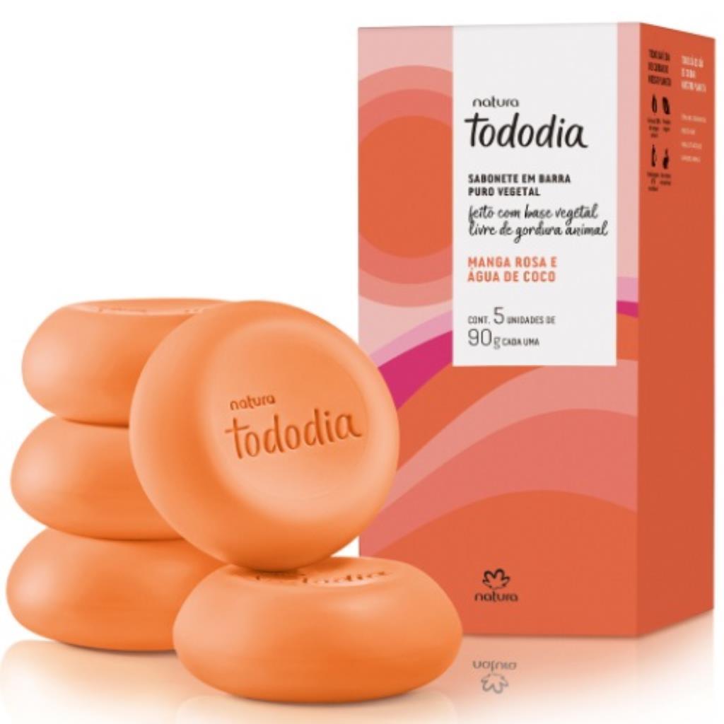 Sabonetes Natura Todo Dia - Manga Rosa & Água de Coco - Caixa com 5 Unidades 90g Cada