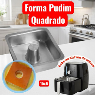Forma Media Pudim Quadrado 15x6 cabe em Aierfree em Oferta na Shopee