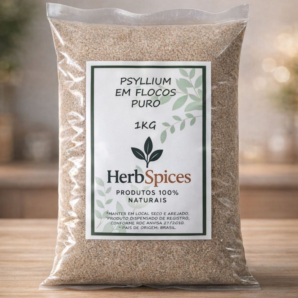 Psyllium 100% Puro Husk Em Flocos 1kg e 500g Fibra Natural Alta Qualidade Premium | Herbspices