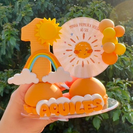 vela mini cenário primeira volta ao sol biscuit/festa mini cenário primeira volta ao sol
