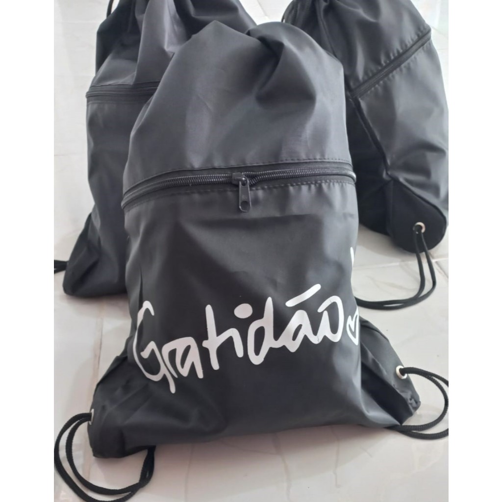 Bolsa Saco Personalizadas Gratidão Fé e Toda Preta Acadêmia Esportes Lazer Passeios
