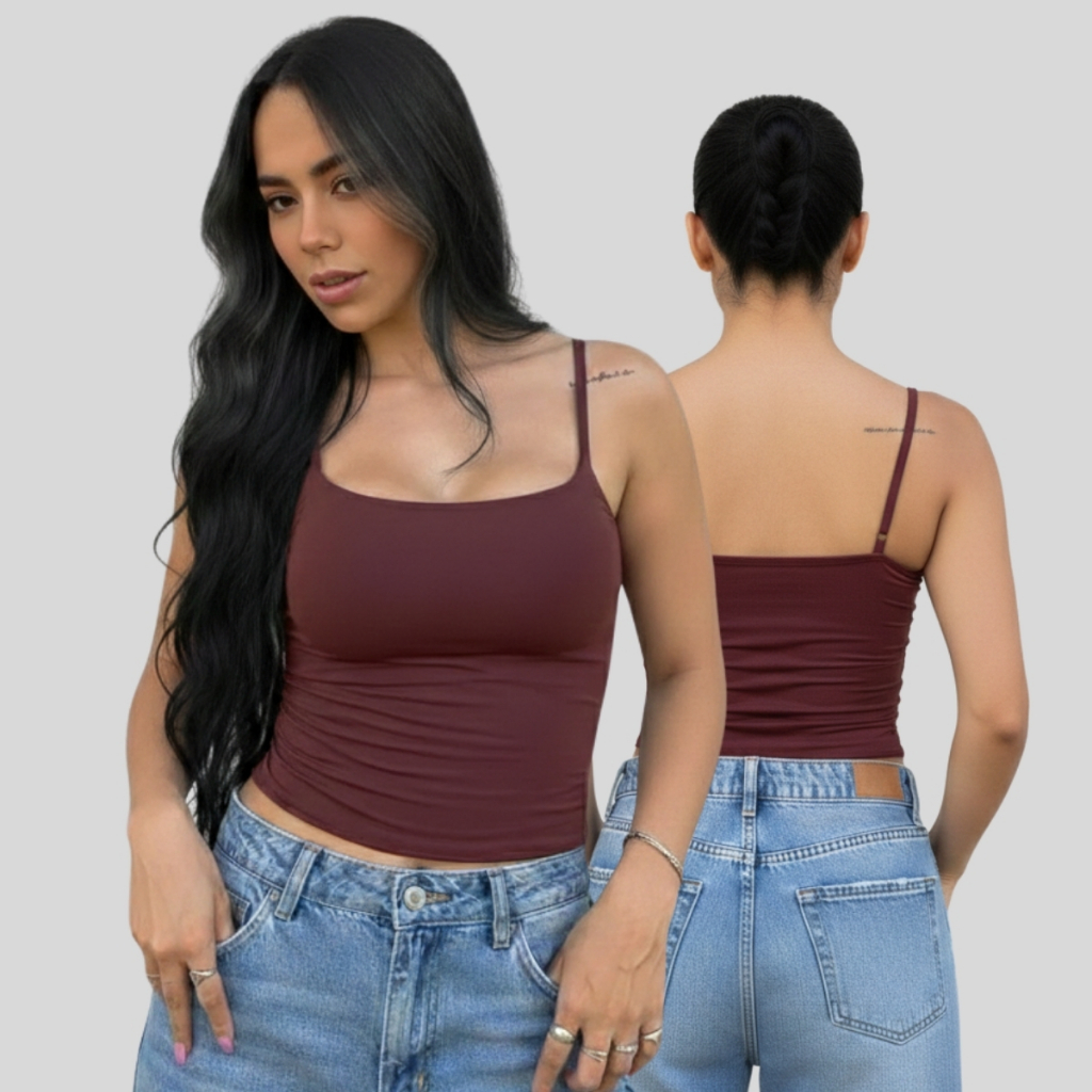Regata Camiseta Alcinha Fina Suplex Poliamida Cropped Básica Feminina Malha dupla Elástico