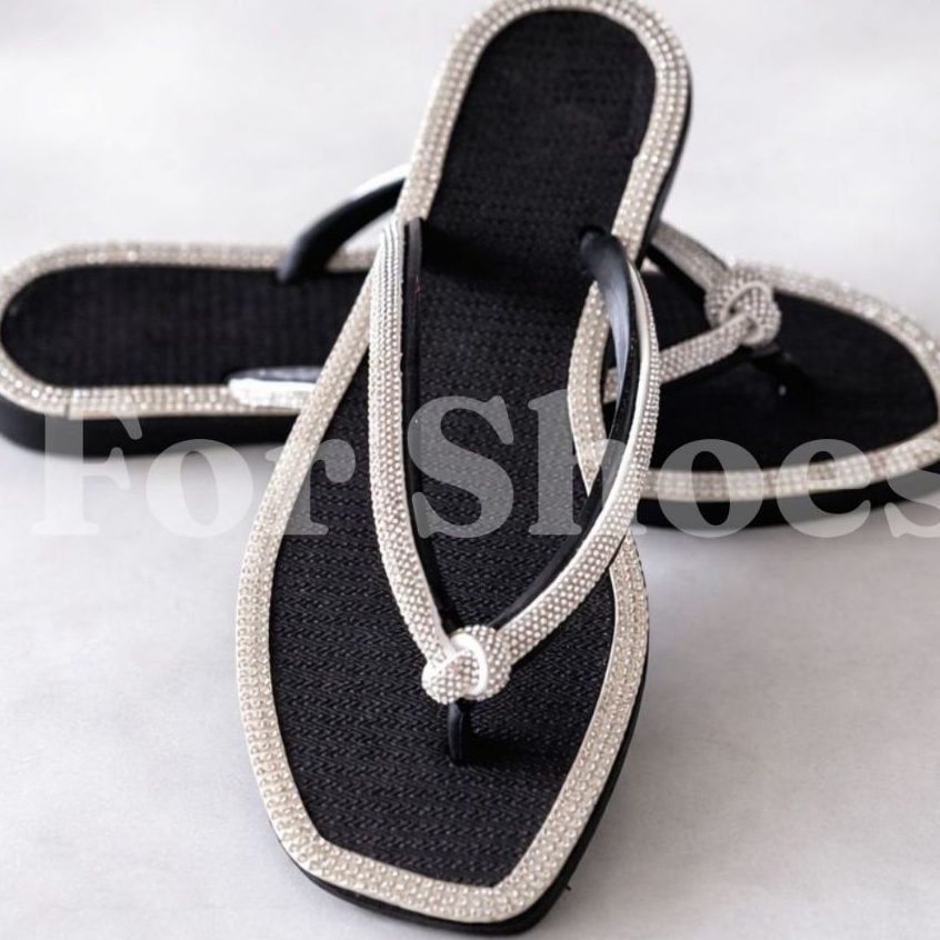 Rasteira Brilho Strass Luxo Flat Elegante Confortável - Envio Rapido