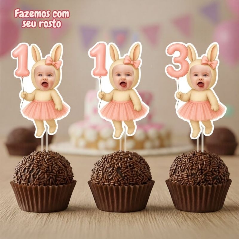 KIT TAGS TOPPERS PÁSCOA COELHO PARA DOCINHO BRIGADEIRO, TAG PÁSCOA COELHO ROSTINHO PERSONALIZADOS BRIGADEIRO CUPCAKE