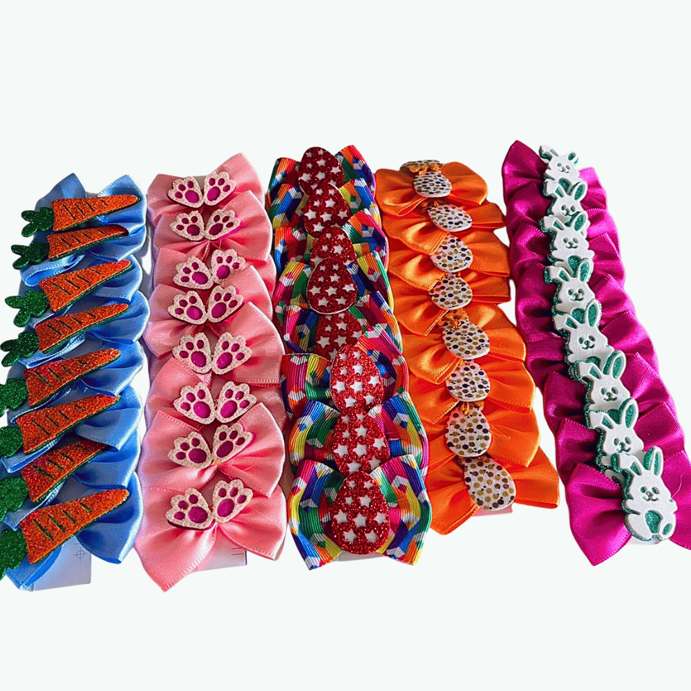 Laços Pet 50/100 unidades Pascoa Coelho Laço Grande Premium Glitter Lacinhos para Pet
