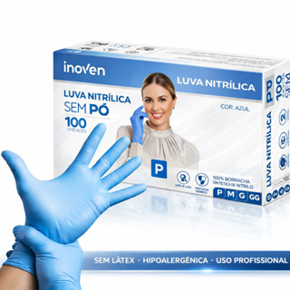 Luva Nitrílica Azul Sem Pó Inoven x 100 P M G GG em Oferta na Shopee