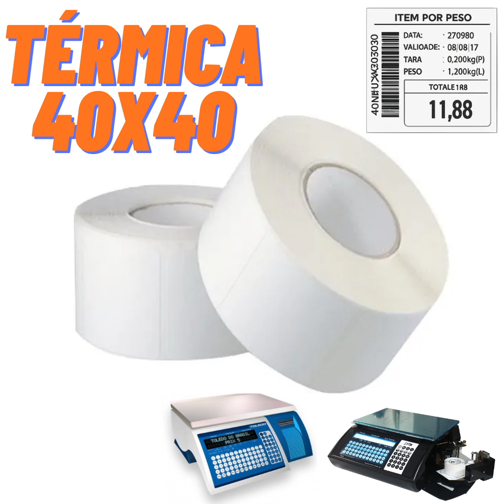 Etiqueta 40x40 Térmica Balança Açougue Mercado Padaria Toledo Filizola Uno