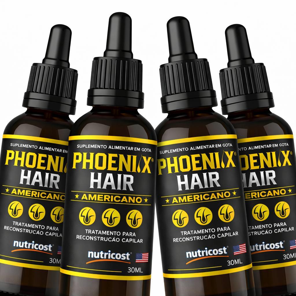 4 Phoenix Hair Americano Gotas Crescimento Capilar 30ml