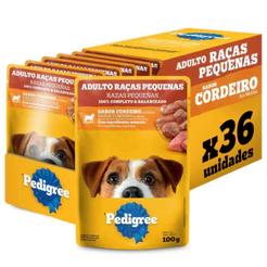 Kit Ração Úmida Pedigree Sachê Cordeiro ao Molho para Cães Adultos de Raças Pequenas 36 Unidades