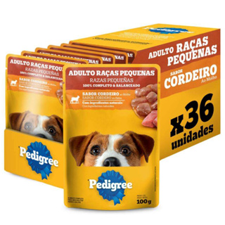 Ração Úmida Pedigree Sachê Cordeiro ao Molho para Cães Adultos de Raças Peq. - 36 Unidades de 100g em Oferta na Shopee