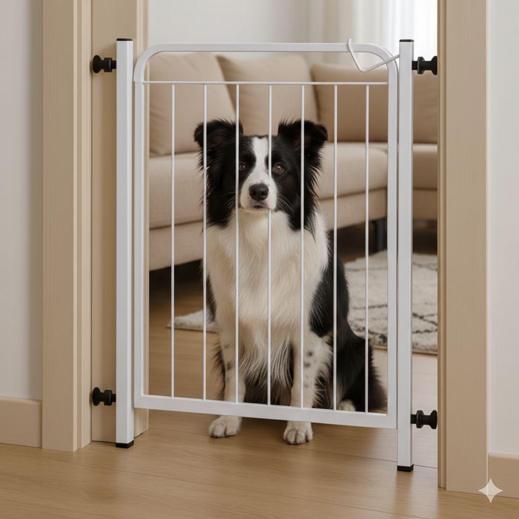 Portão Grade Pet de Proteção Aço Inoxidável - 69 cm para Cachorros, Cães, Gatos, Crianças e  Bebês
