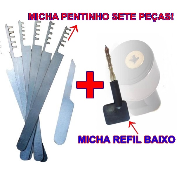 Micha  Sete Peças Pentinho + Ferramenta de Abertura Residencial Tetra de Refil Baixo