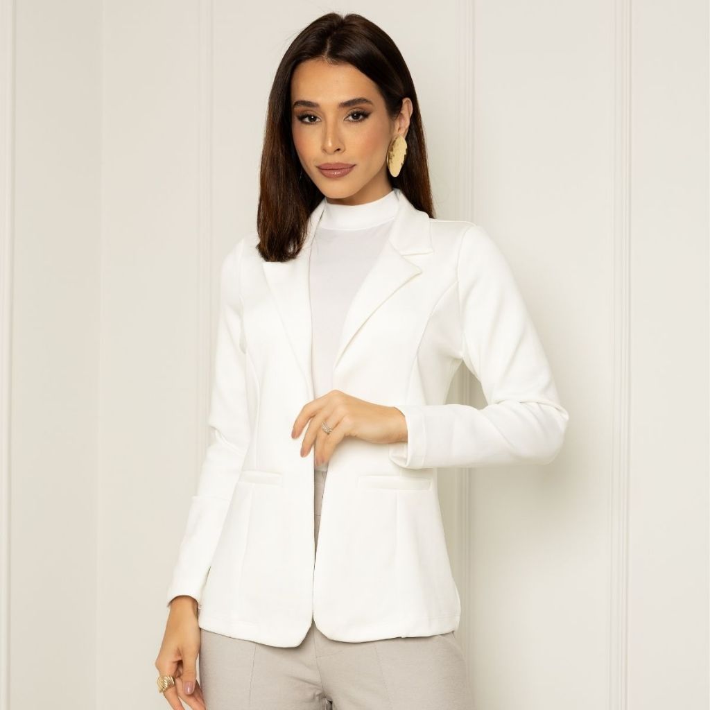 Blazer Social Off Alfaiataria Acinturado Max Alongado Atemporal Casual Social Versátil