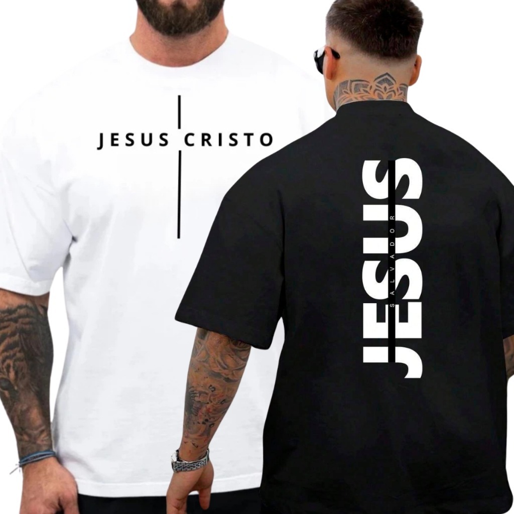 Kit 2 Camisas Jesus Cristo Camiseta Oversized Combo Conforto Estilo Street Rap Religiao em Oferta na Shopee