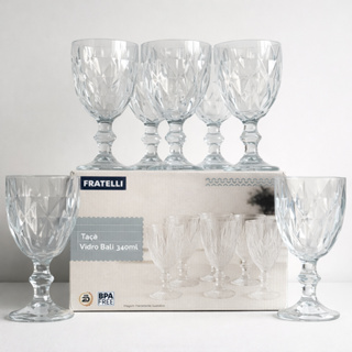 Jogo de Taças Diamante Copo Vidro Transparente Bico De Jaca 340ml Fratelli Bali em Oferta na Shopee