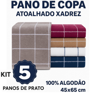 Kit 5 Pano Prato Copa Atoalhado Xadrez 100% Algodão Colorido Vintage Chef 5 Unidades em Oferta na Shopee