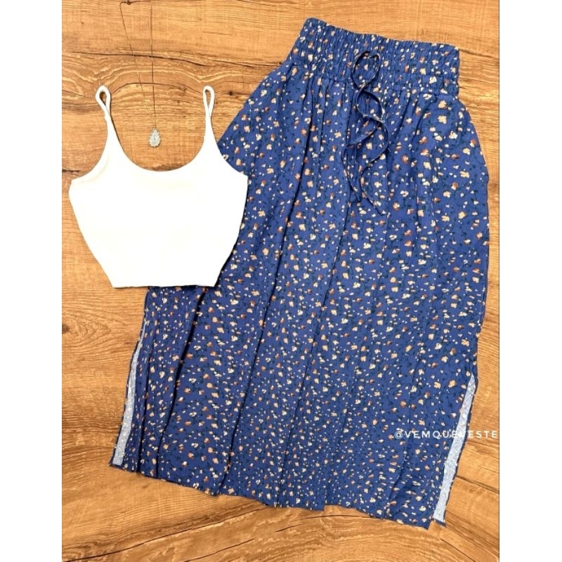 🌸 SAIA LONGA FLORAL MODA SOCIAL/ EVANGELICA  PREMIUMCintura Alta • Com Forro • Não Fica Transparente