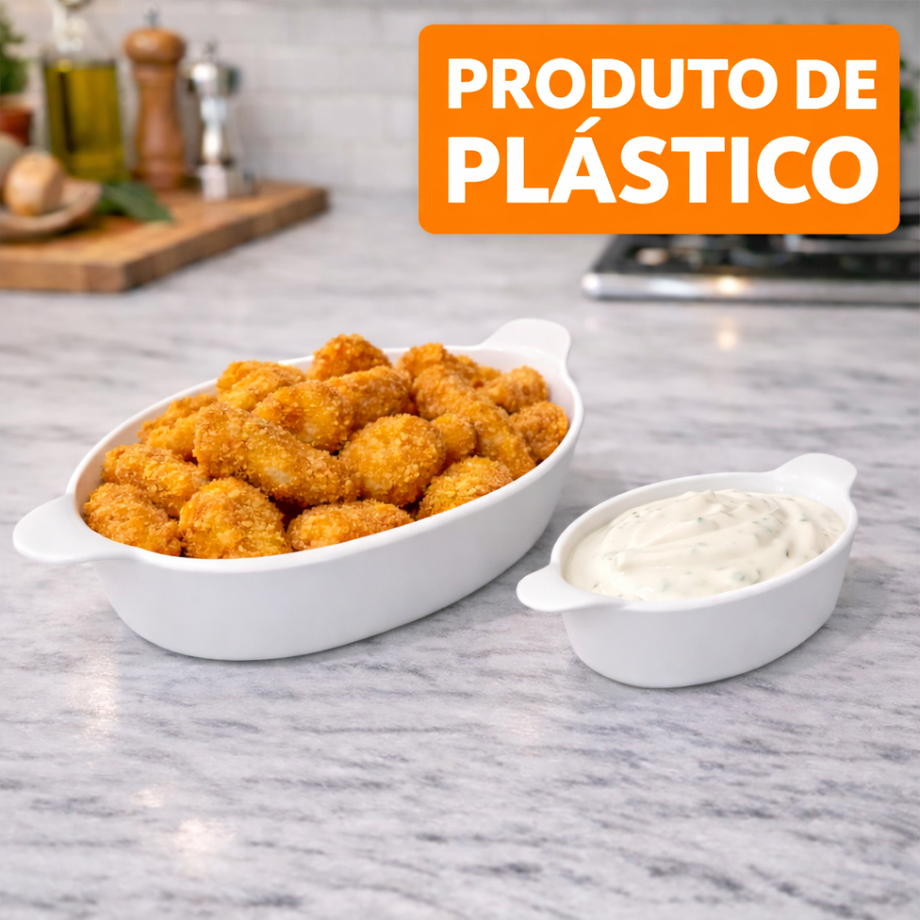 Kit 10 Petisqueiras Canoa Grande + 5 Canoa Pequena Plástico Branco Molhos Petiscos Amendoim